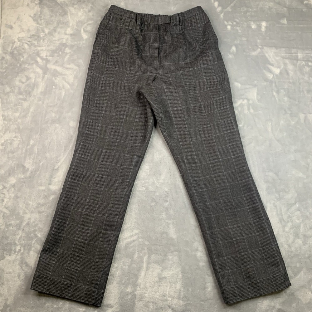Pendleton Dress Pants Womens 8 Gray Plaid Houndstooth Virgin Wool Academia